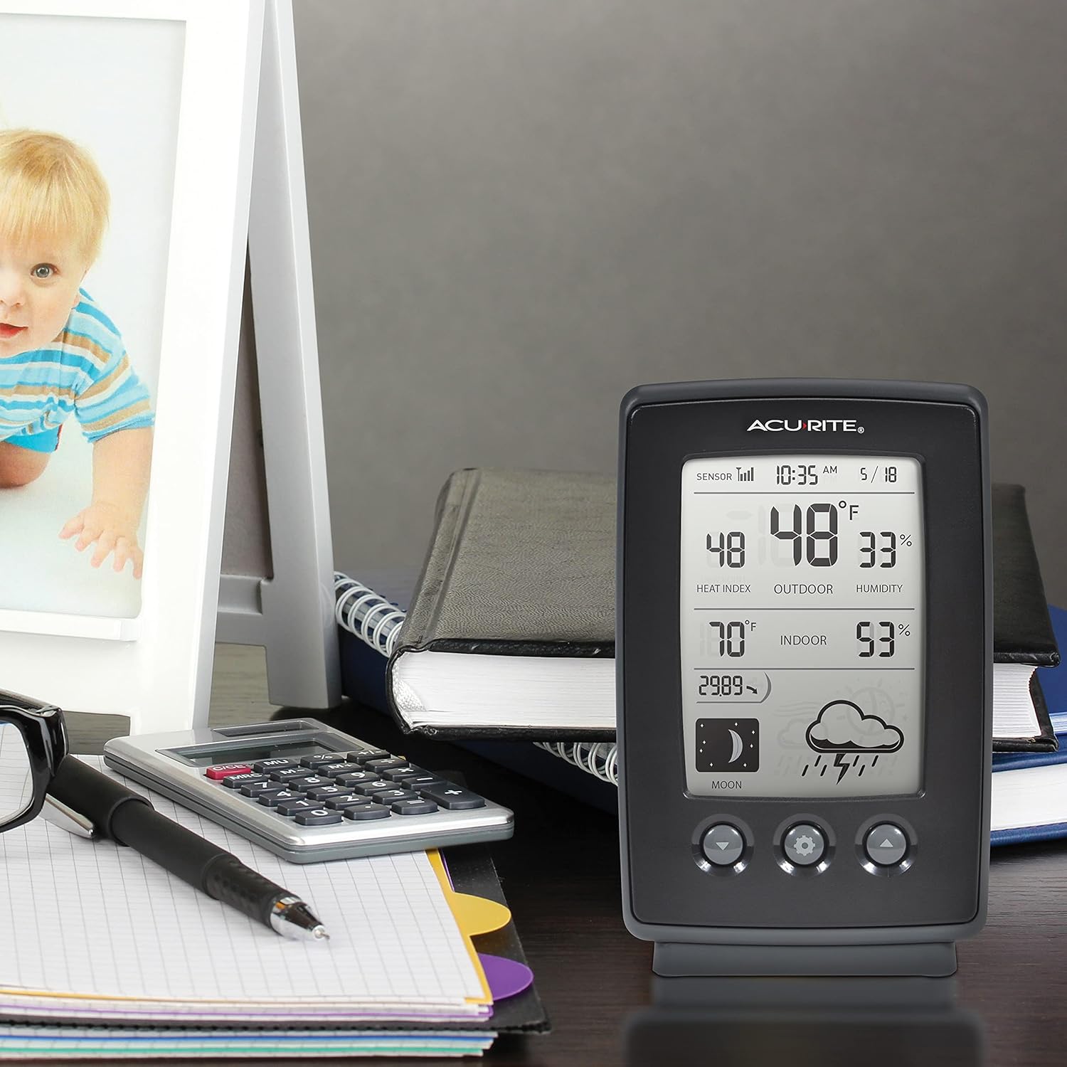 Black Digital Weather Forecaster with Indoor/Outdoor Temperature and Humidity H2441