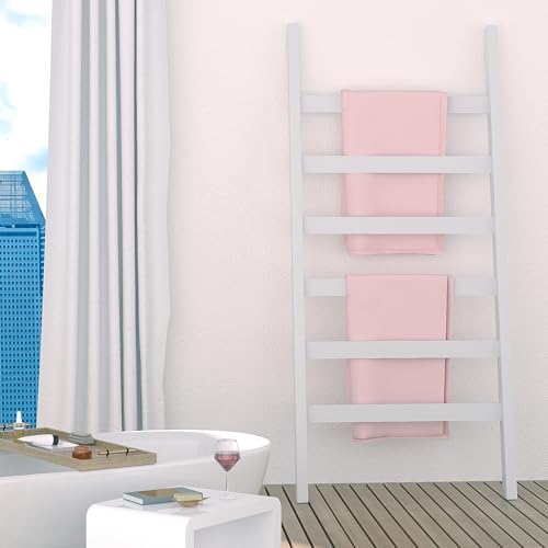 White 6 Tier Bamboo Blanket Ladder I977