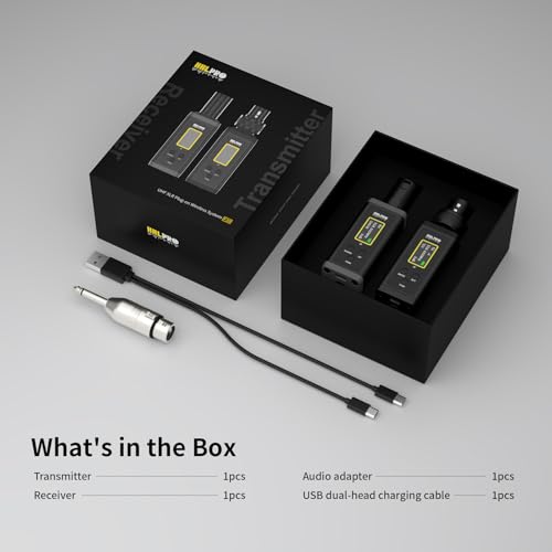 UHF Wireless XLR Transmitter and Receiver with Dual Antennas, Plug-on Wireless Mic Adapter P954737