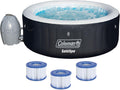 Black 4 Person Inflatable Round Hot Tub with 60 Air Jets I10020