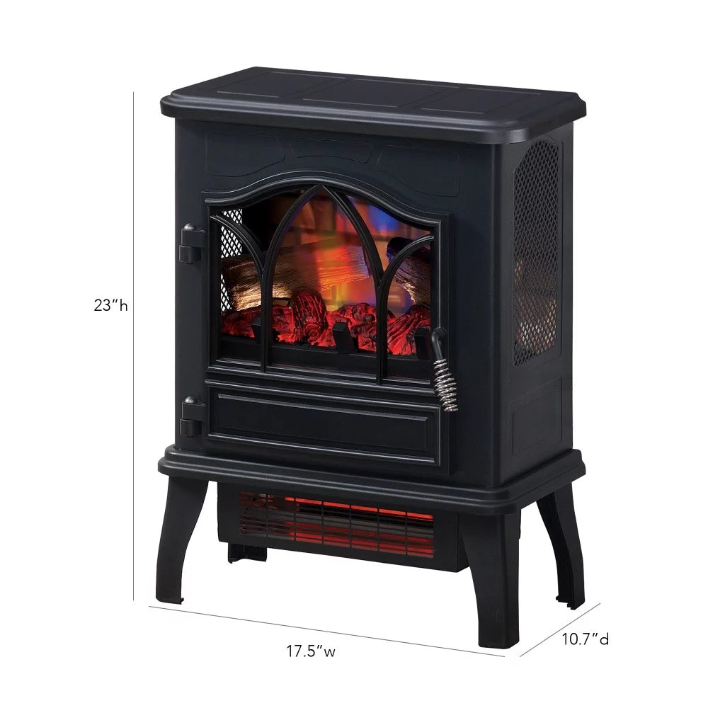 Black 3D Infrared Quartz Electric Fireplace Stove Heater W459487