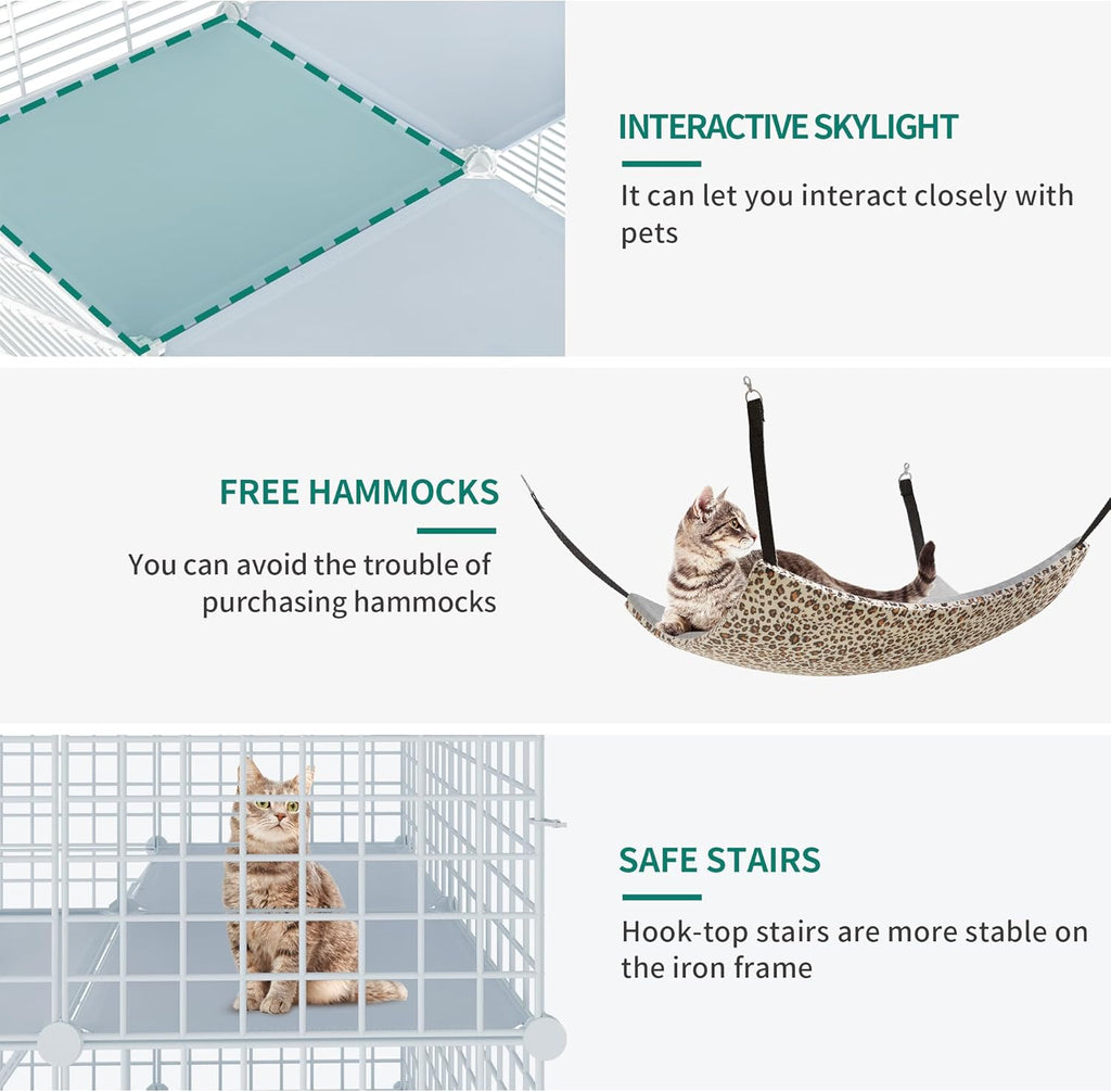 White 3-Tiers Metal Cat Cage X42273
