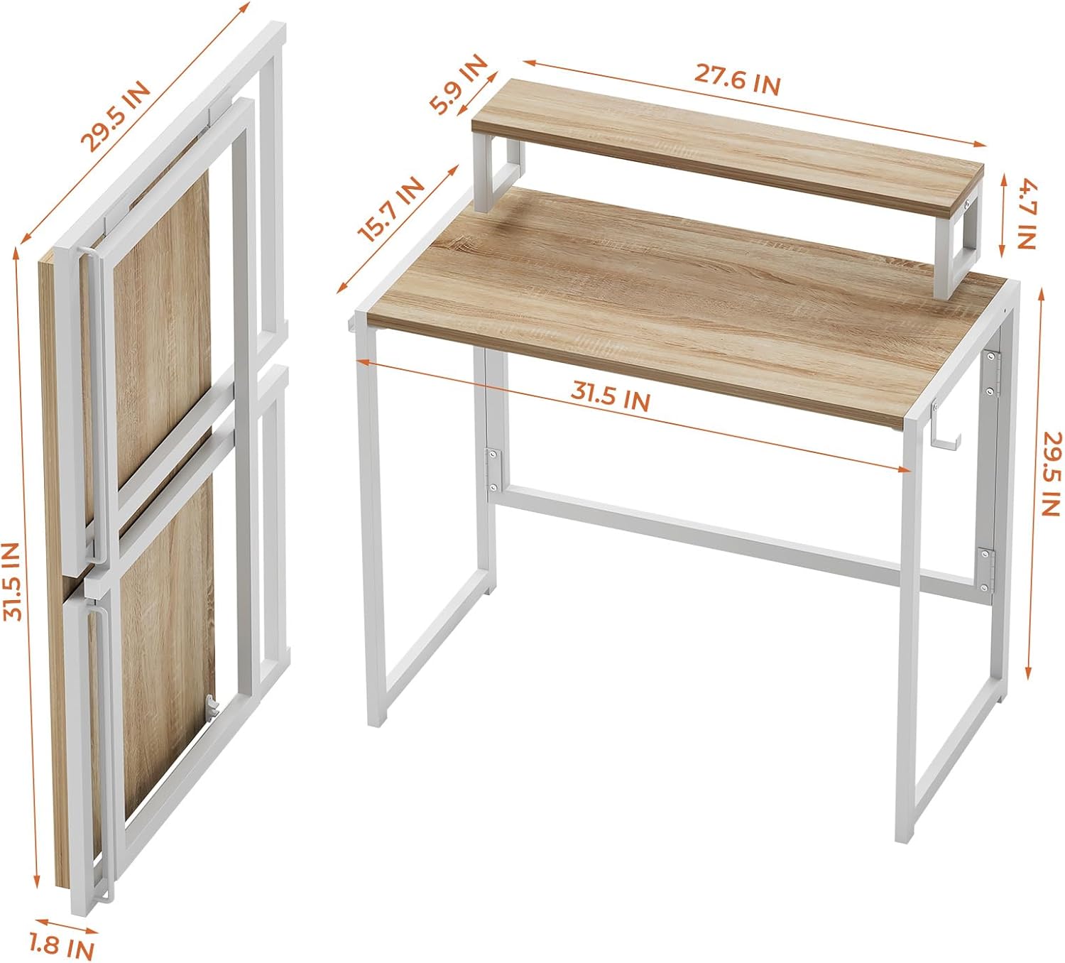 31.5 inch Folding Desk with Led Lights W2462