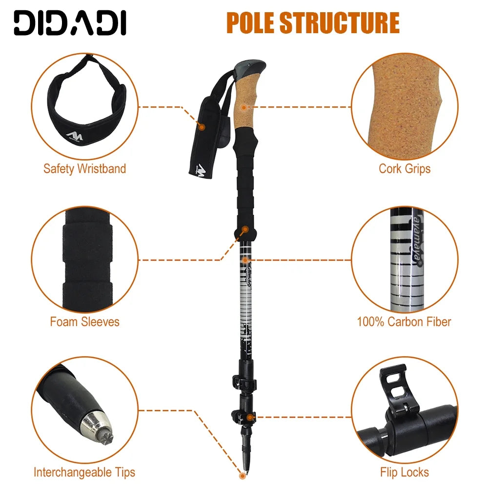 Carbon Fiber Hiking Poles with Anti-Shock & Quick Lock System U772740