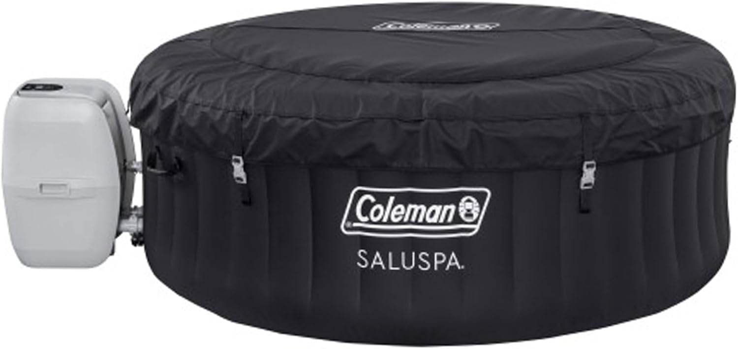 Black 4 Person Inflatable Round Hot Tub with 60 Air Jets I10020