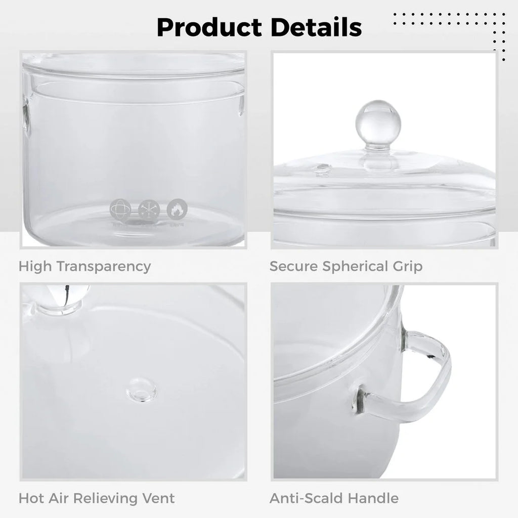 64oz High Borosilicate Glass Saucepan with Lid N361767