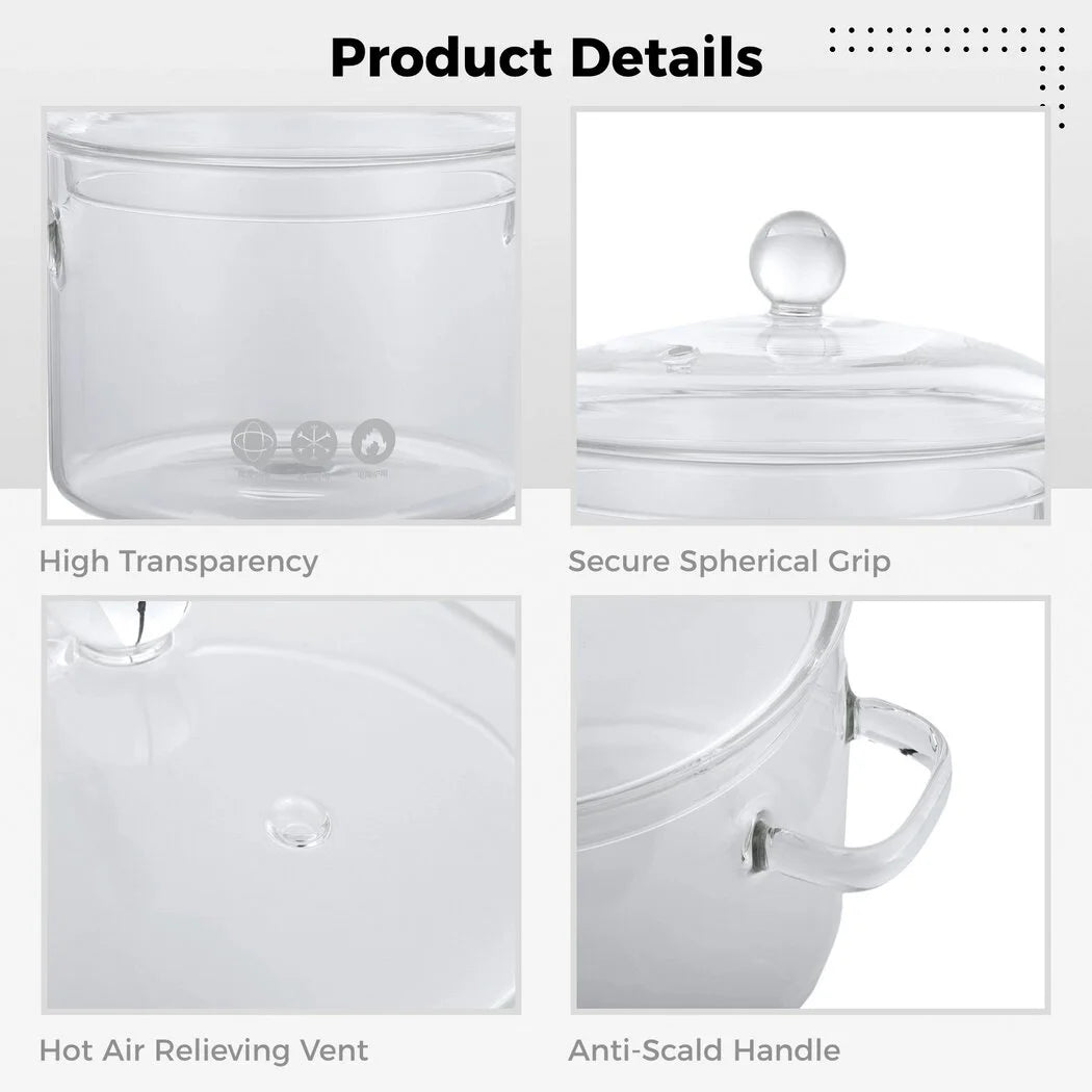 64oz High Borosilicate Glass Saucepan with Lid N361767