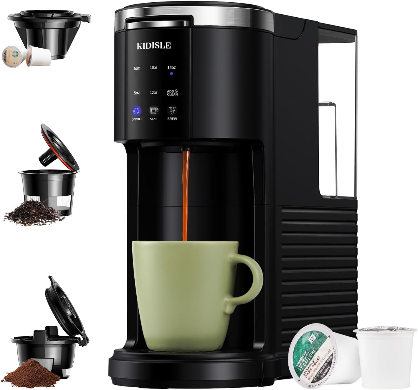 Black 3 in 1 Pod Coffee Maker with 40oz Removable Water Reservoir Z390214