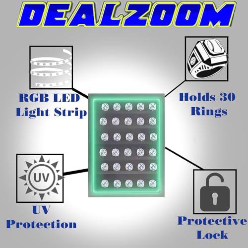 Black 30 Ring Glass Shadow Box with Lock B90317