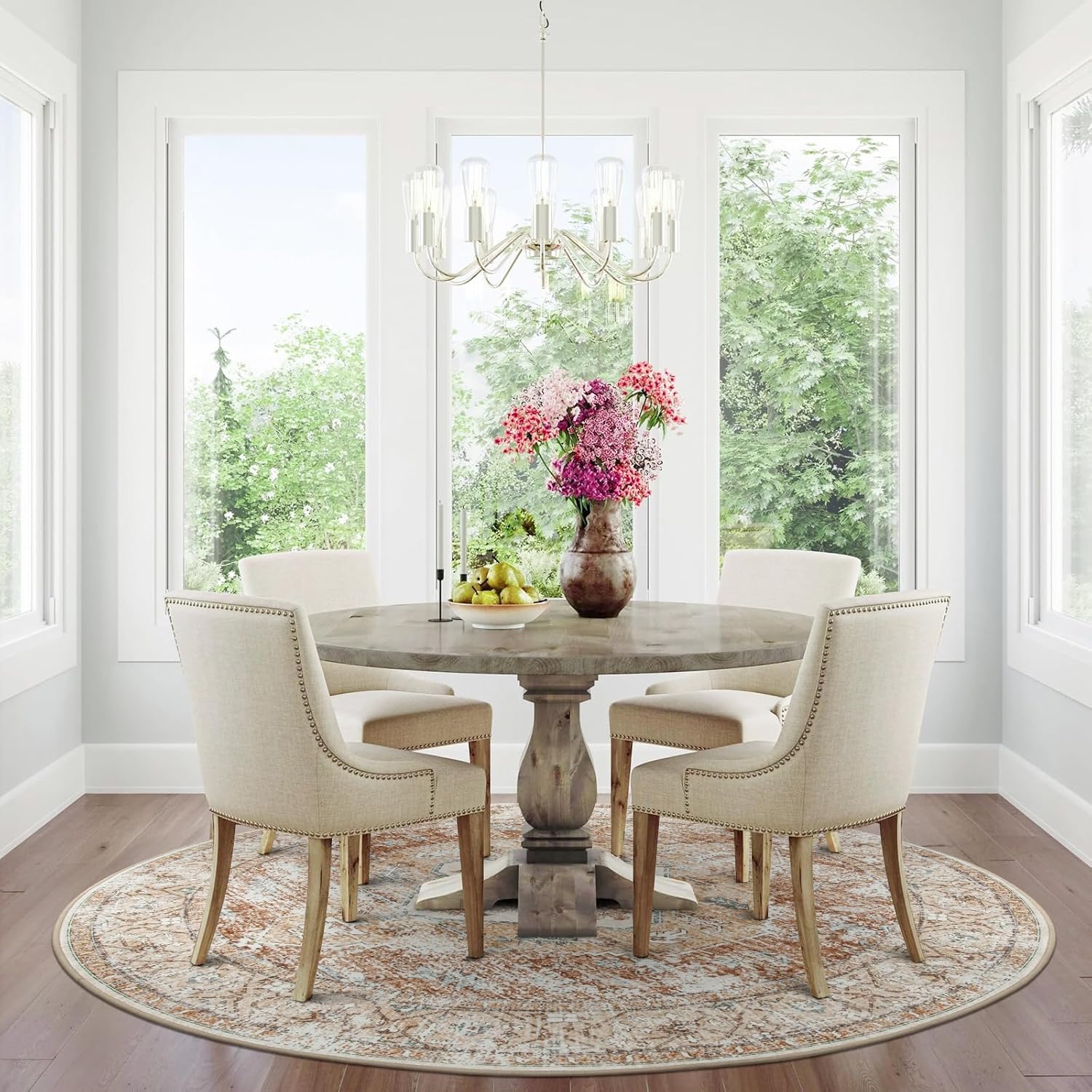 6Ft Washable Round Non-Slip Area Rug O3384