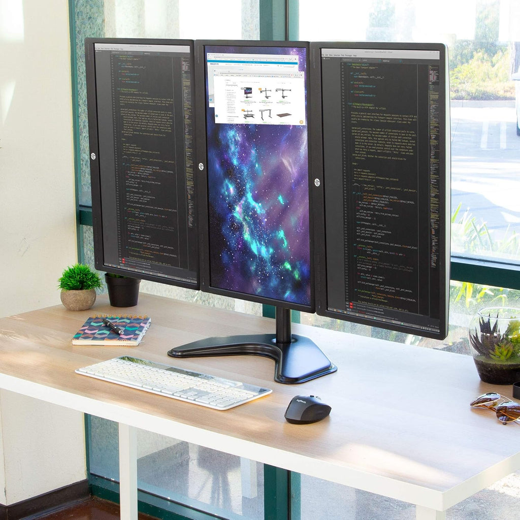 Triple Monitor Stand Freestanding Computer Desk Mount for 27 Inch Monitors VESA 75 100 M2378