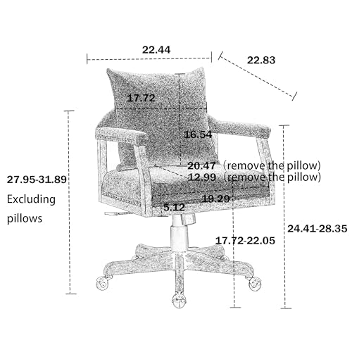 Light Blue Boucle Fabric Ergonomic Office Chair with Wheels and Wood Legs F40747
