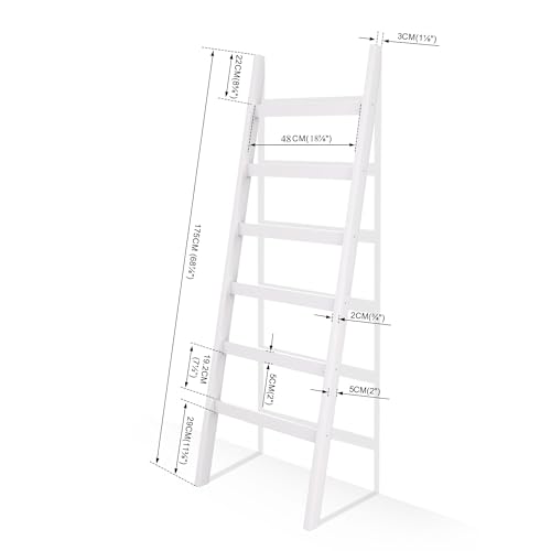 White 6 Tier Bamboo Blanket Ladder I977