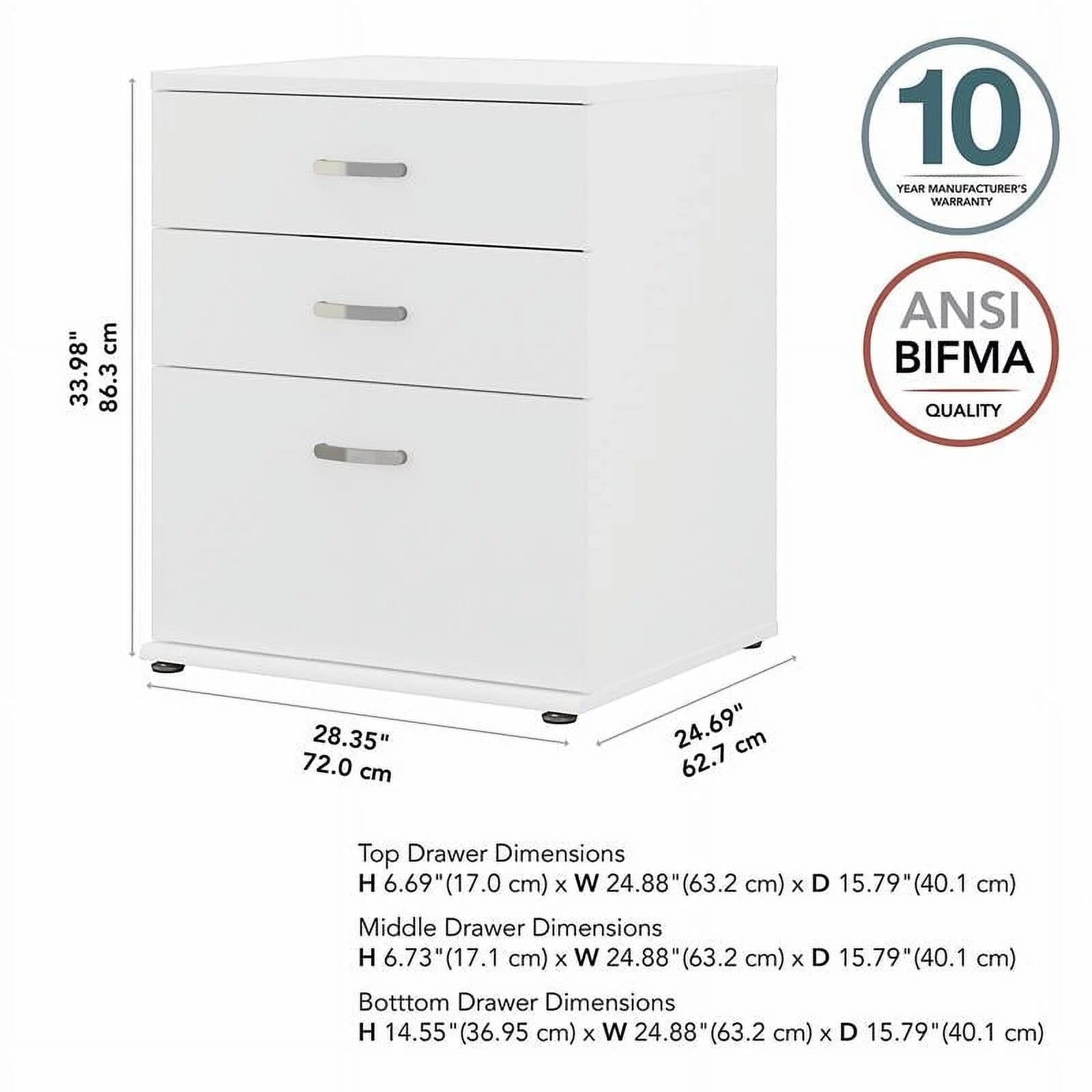 White Engineered Wood Laundry Room Cabinet with Drawers M60926