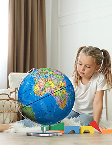 13" Illuminated World Globe with Stand and HD Printed Map I564053