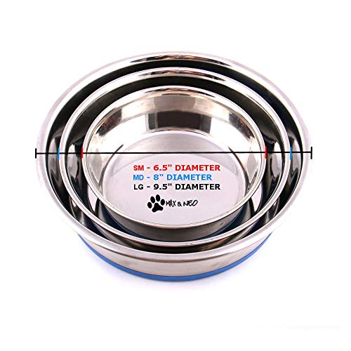Heavyweight Non-Skid Rubber Bottom Stainless Steel Dog Bowl - Small - 32oz - 6.5" Diameter B7993
