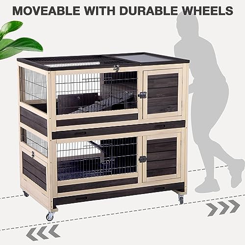 Grey Guinea Pig Cage with Wheels and 6 Access Doors Y12344