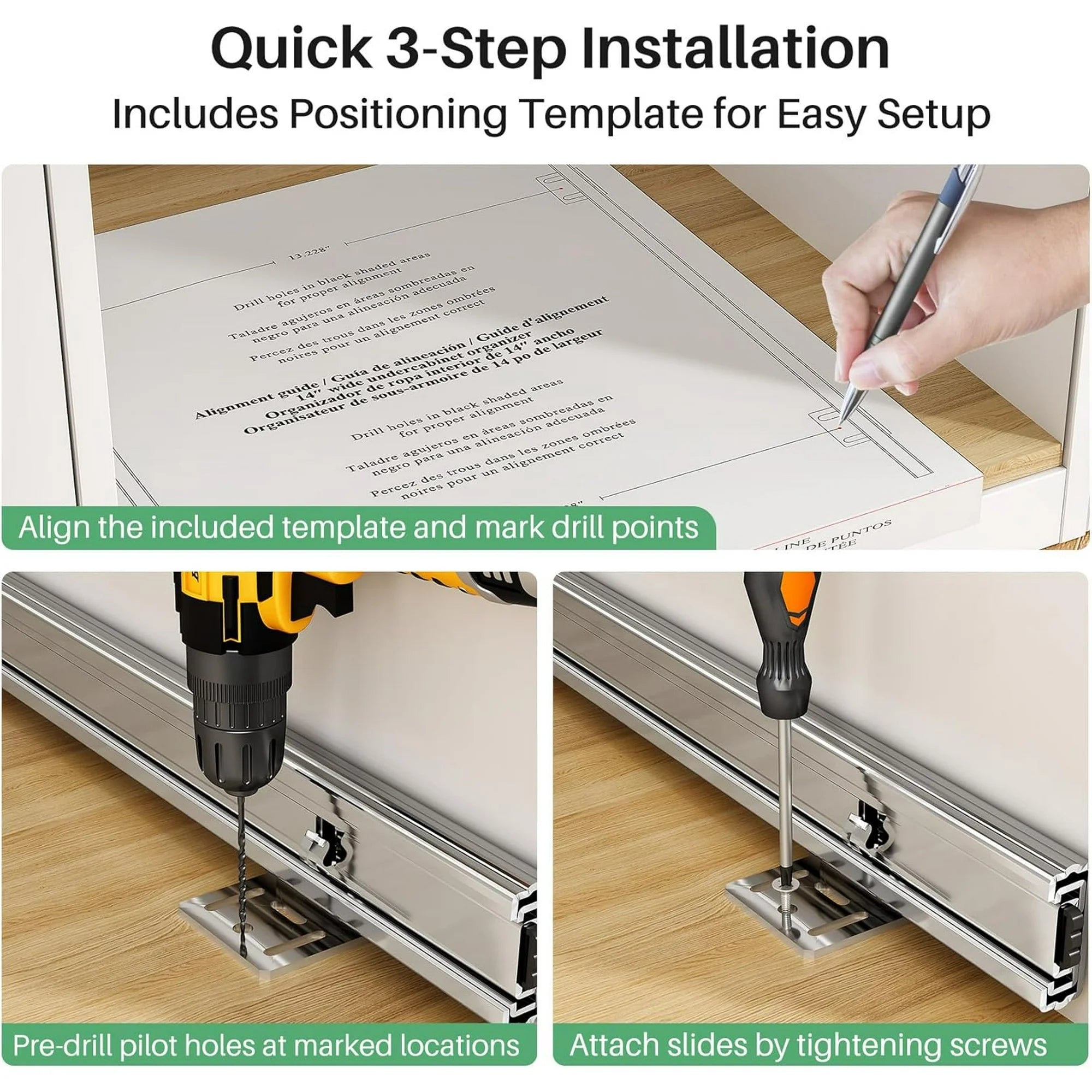 Heavy Duty Slide out Drawers for Kitchen Cabinet Organizer (15W X 21D) Z9120