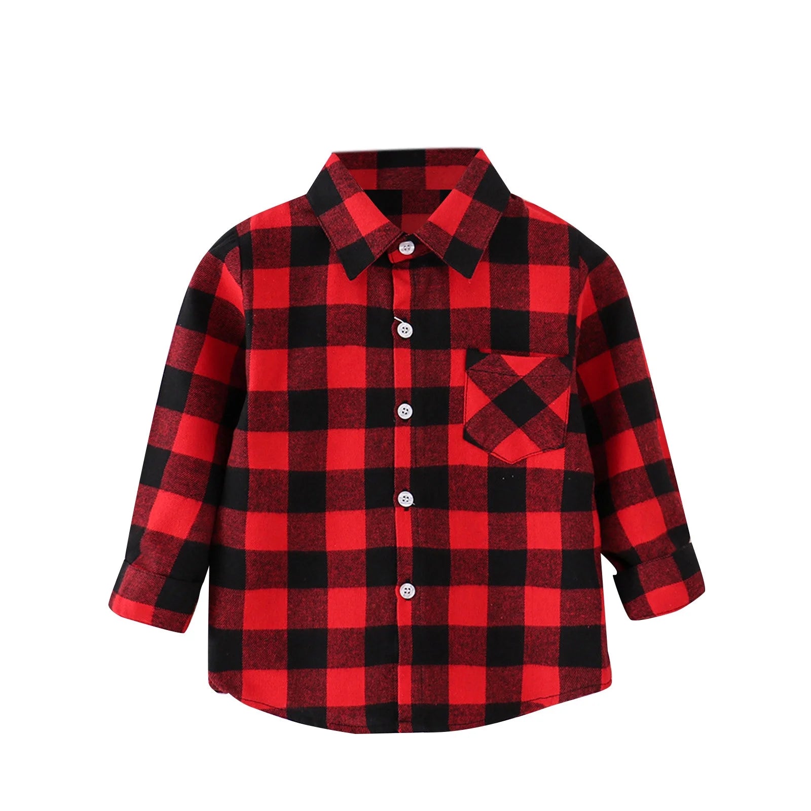 Boys Plaid Flannel Long Sleeve Button Down Coat V19283