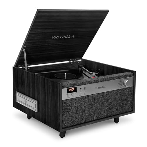 6-in-1 Turntable with CD & Cassette Player, Bluetooth, Walnut W521323
