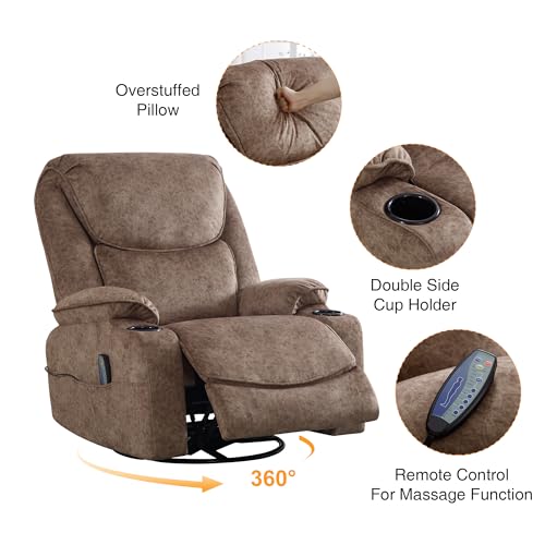 Oversized Dark Brown Power Reclining Leather Chair with Cup Holders and USB Port E5945