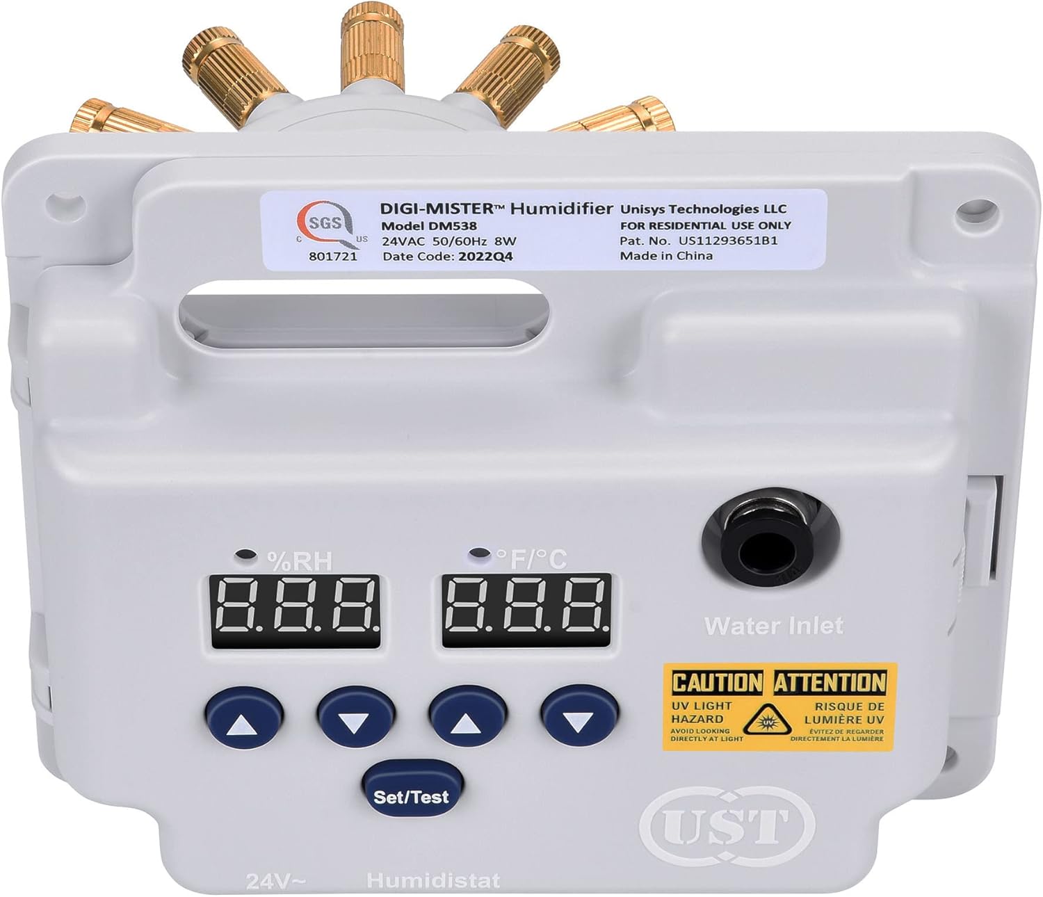 Evaporative Duct Mount Whole House Furnace Humidifier with 8 UV-C LEDs L656