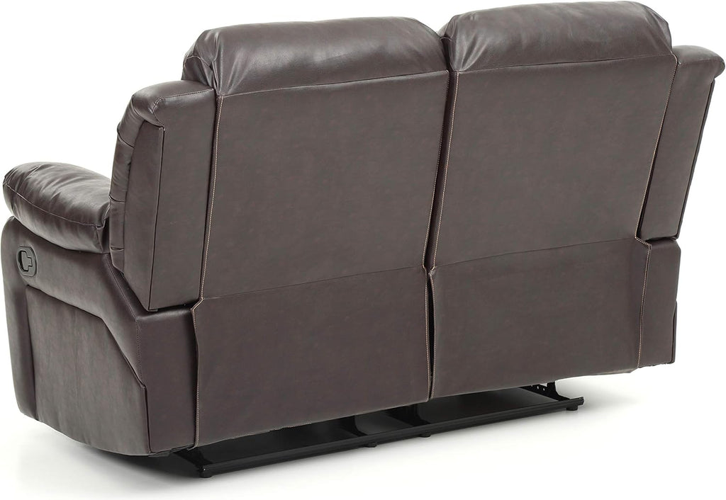 Brown Faux Leather Reclining Loveseat I9491