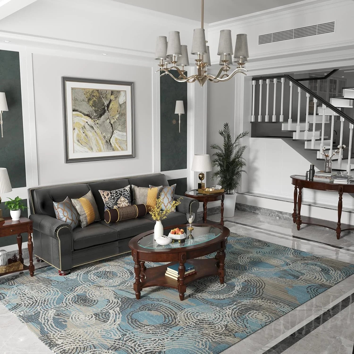 Solid Wood Coffee Table With Glass Top F31667