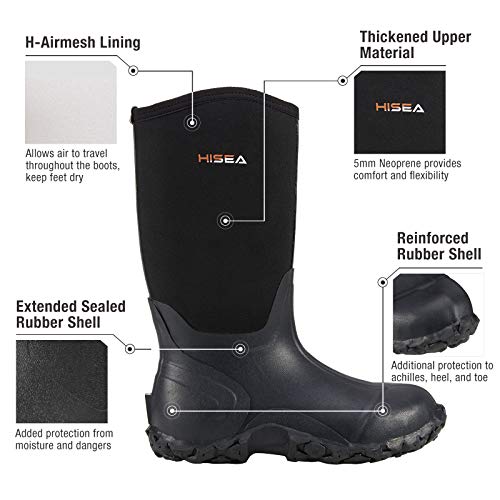 Men's Rain Boots Neoprene Rubber Waterproof Insulated Mid Height Garden Shoes N503