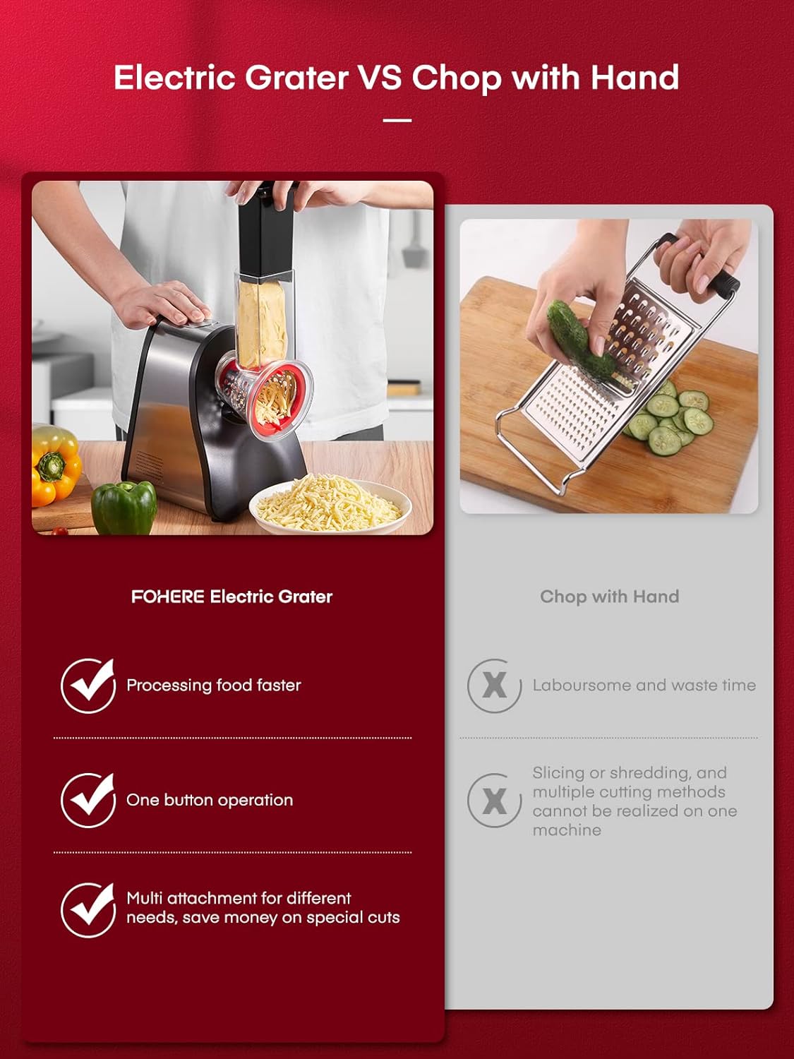 Electric Cheese Grater Salad Maker, Red H251913
