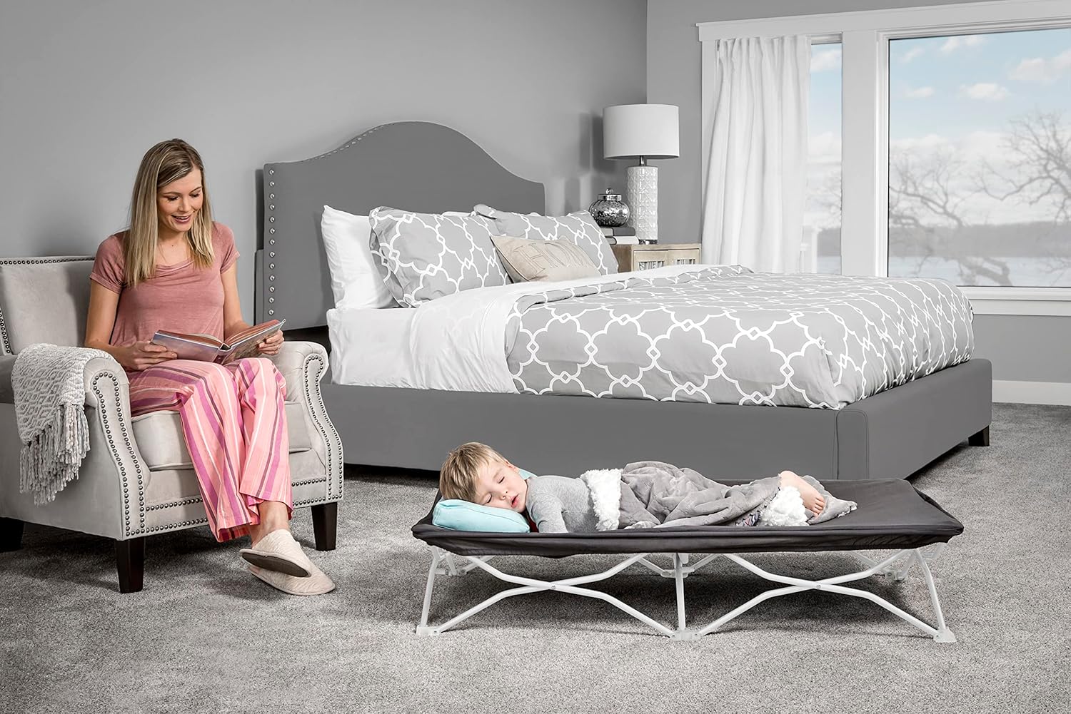 Gray Portable Cot Bed Y153