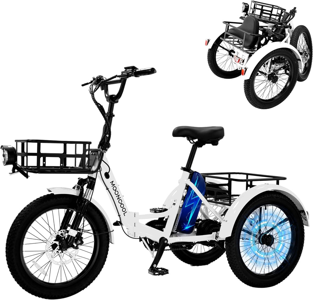 48V 20" Fat Tire 3 Wheel Folding Electric Tricycle O2165
