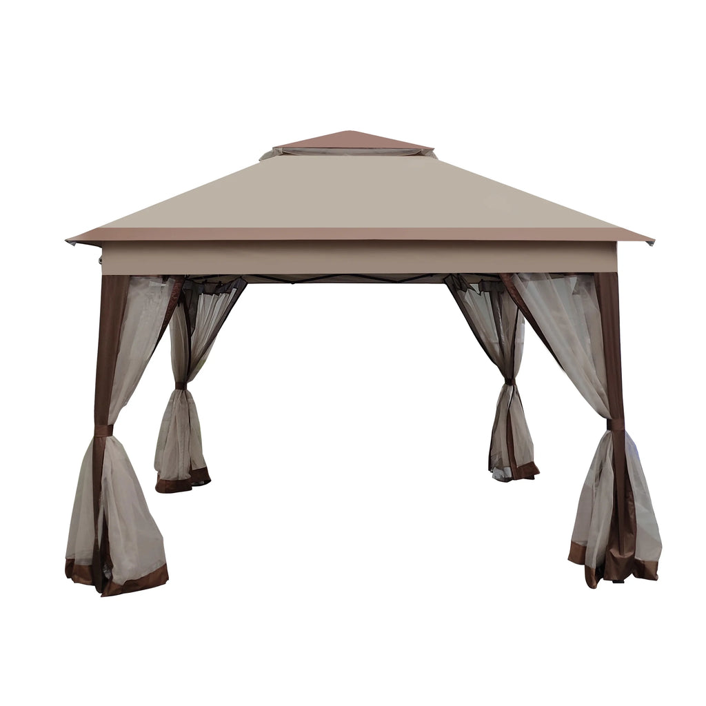 Coffee Pop Up Gazebo Canopy with Removable Zipper Netting N112437
