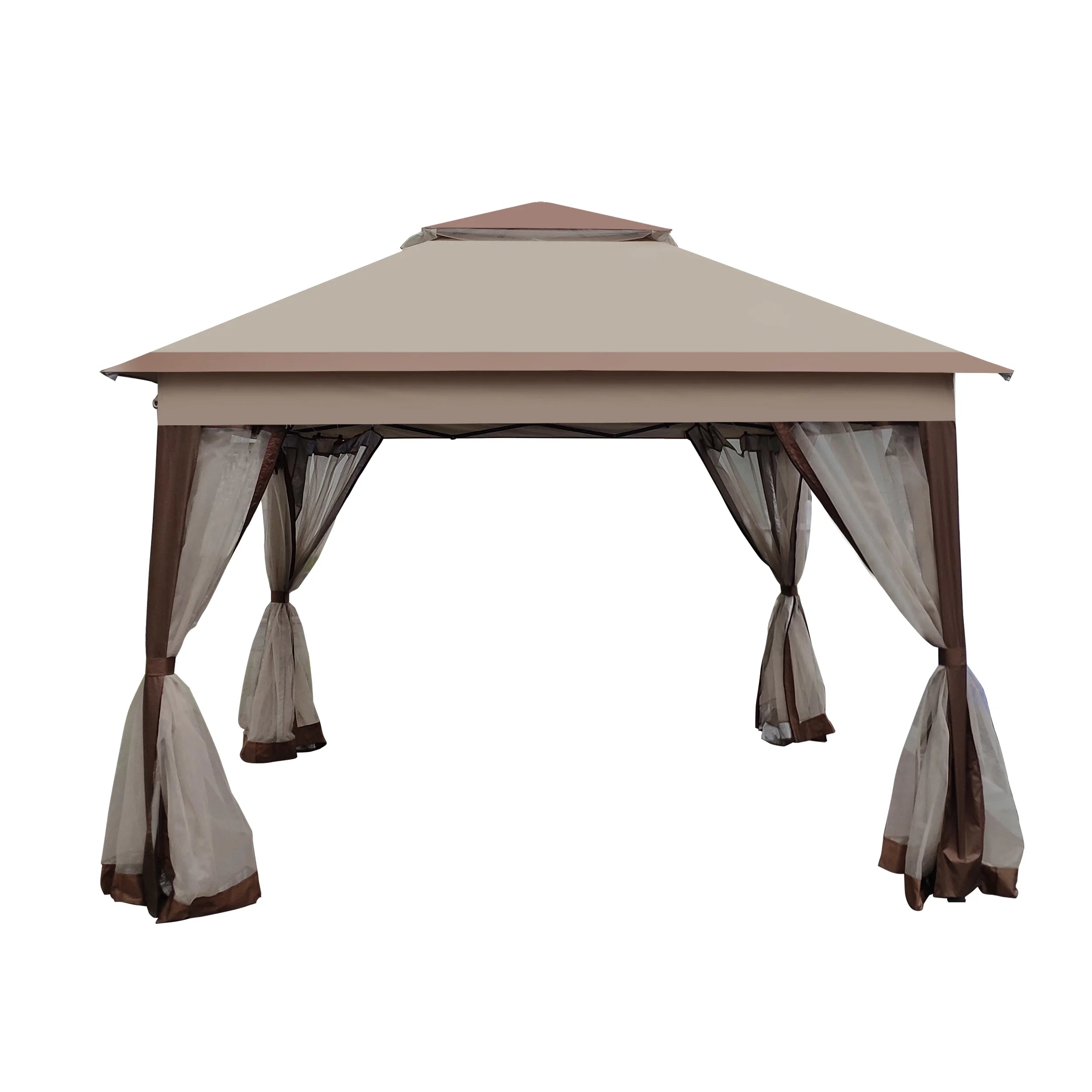 Coffee Pop Up Gazebo Canopy with Removable Zipper Netting N112437