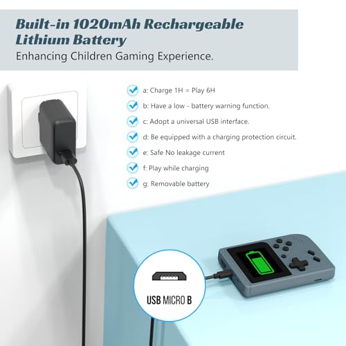 Gray Retro Handheld Games Console with 400 Video Games and 3.0 Inch IPS Screen I164