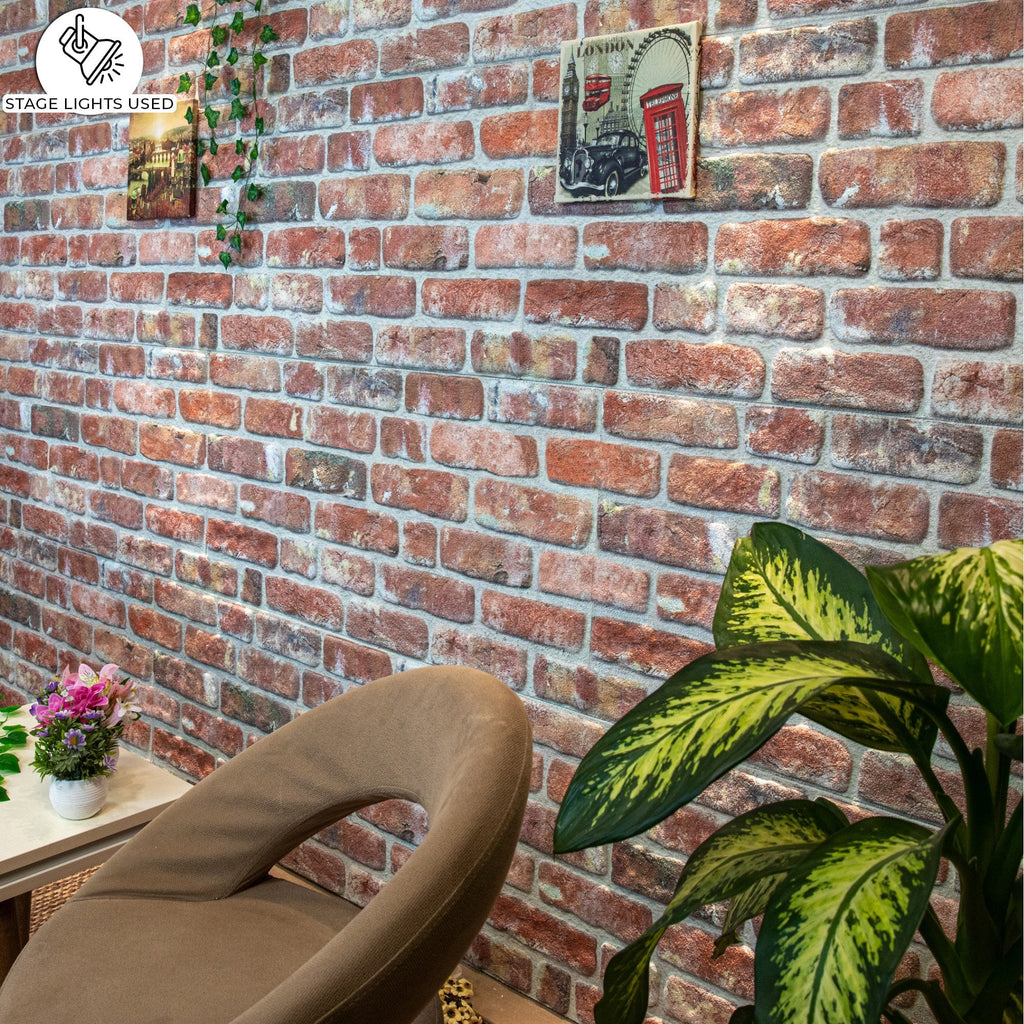 3D Wall Panels Brick Effect, Set of 10, Covers 53 sq ft R155