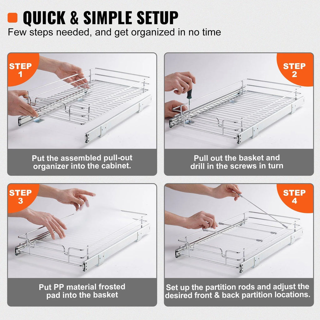 Chrome Plated Steel Pull Out Cabinet Organizer H33293