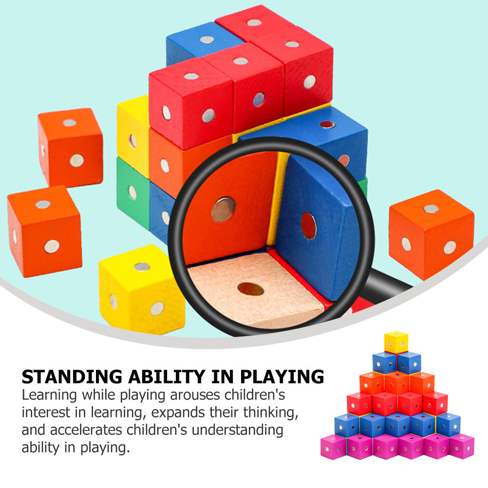 90 Pcs Wooden Magnet Building Blocks Q7925