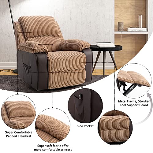 Brown Flannel Fabric Power Recliner Chair J667