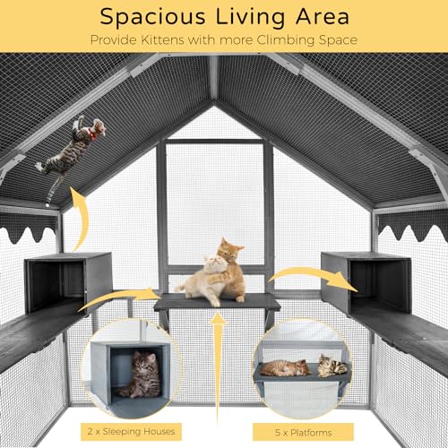 Gray Wooden Cat Enclosure 74”x57”x74” X328