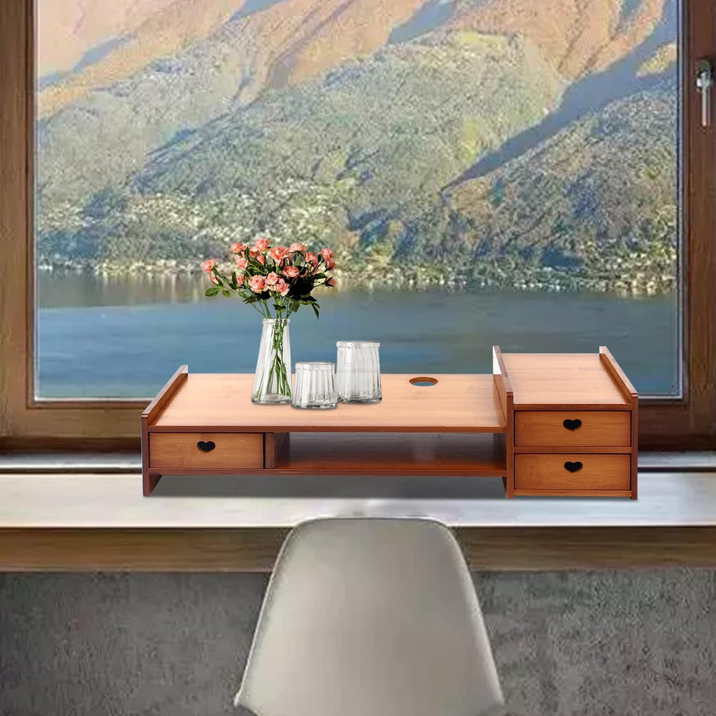 Bamboo Monitor Stand with 3 Drawers H41931