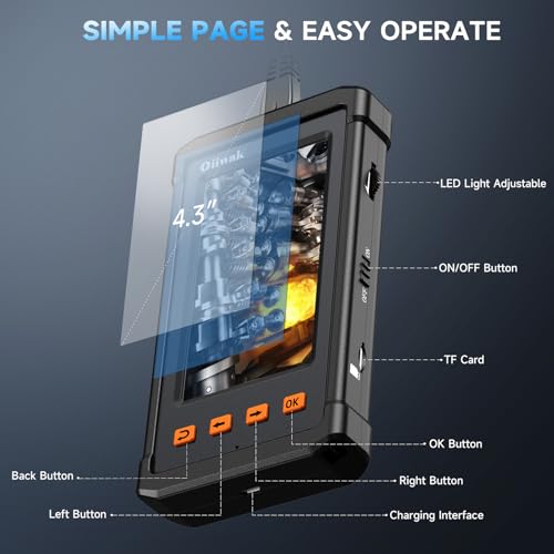 50FT Endoscope Camera with Light, 1080P HD 4.3" IPS Screen Waterproof IP67 G731554