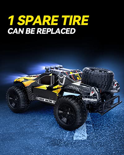 1:10 Large Remote Control Truck with Lights, 48 km/h 4x4 Off-Road Electric Vehicle with 2 Rechargeable Batteries K523