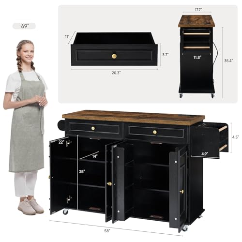 Mobile Kitchen Island with Storage H22240