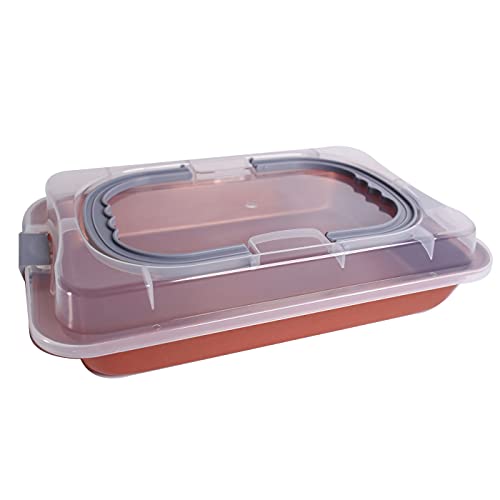 9 x 13 x 2-inch Covered Rectangular Cake Pan with Wide Handles R7299
