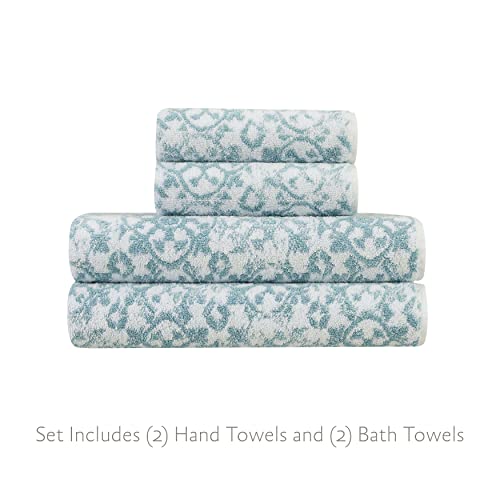 Bath Towel 4 Piece Set 100% Cotton Frosty Green G91050