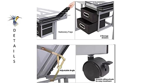 Silver Adjustable Glass Drafting Table U8569