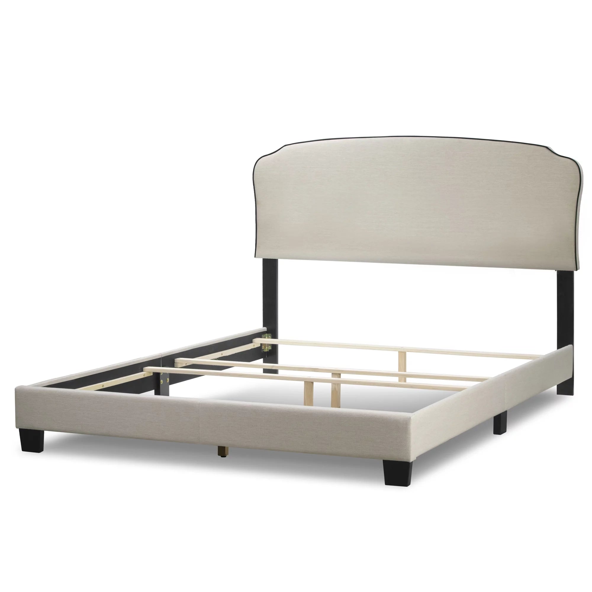 Beige Fabric Queen Bed W512
