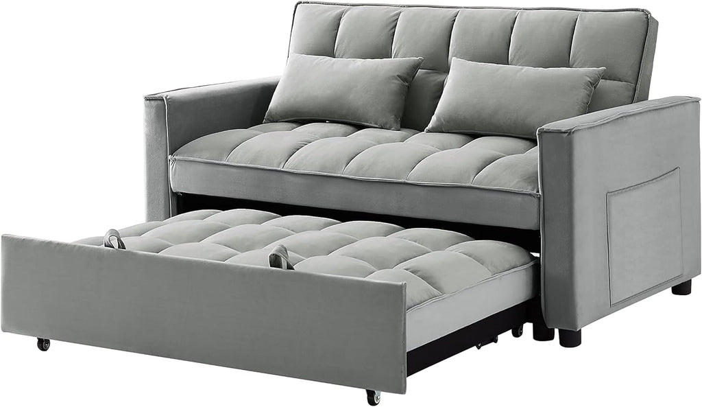 Grey 3 in 1 Convertible Sleeper Sofa Bed V7092