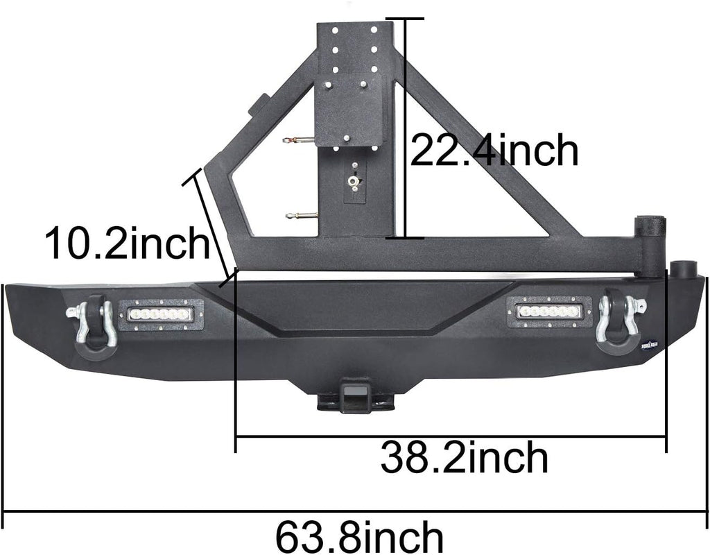 Rear Bumper with Spare Tire Carrier and 2 Receiver Hitches G271
